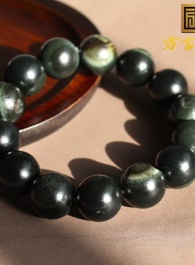 新疆籽料留皮孔塔青16mm圆珠手串