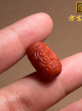 方言柿子红南红玛瑙勒子桶珠吊坠