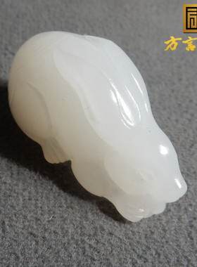爆火方言和田玉精品佩戴级新疆细腻油润且末料羊脂白玉兔子吊坠x5