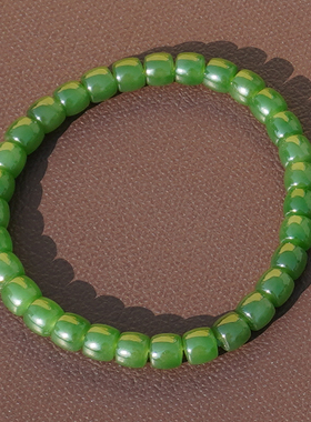 方言俄料老坑冰底无黑点阳绿手串