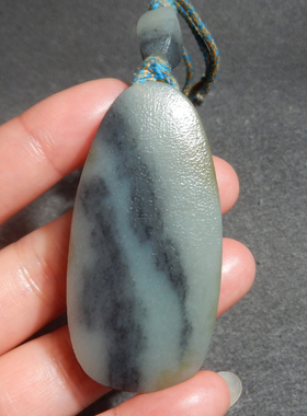 罕见方言和田玉精品黄沁皮青花籽料一线天平安无事牌吊坠挂件X3