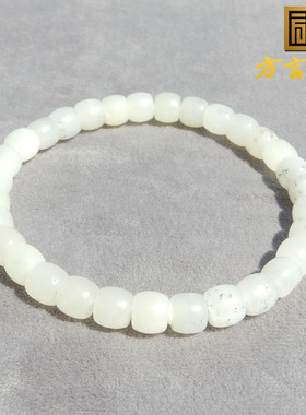 亏麻了方言和田玉放巨漏新疆黑山料点墨青花7mm老型珠手串手链w1