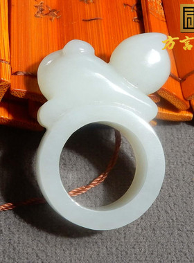 方言和田玉精品佩戴新疆95于田料羊脂白玉立体猫咪扳指18mm扳指s2