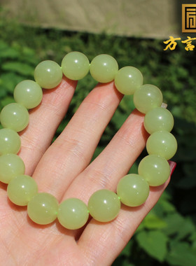 新疆若羌老坑料黄口12mm圆珠手链