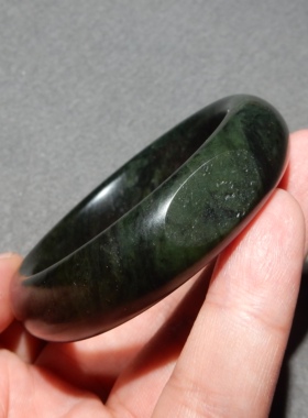 方言和田玉留毛孔青籽手镯51mm