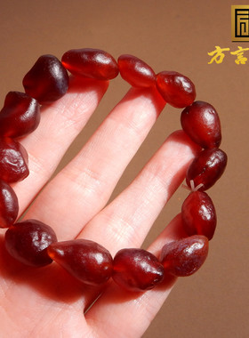 阿拉善戈壁红玛瑙包浆印迹手串