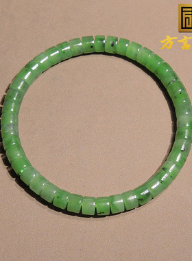 惊呆了方言品牌和田玉精品特色级碧玉阳绿卡6mm直切珠手串手链h4