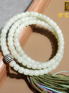 新疆戈壁料白玉汗籽项链多圈手串