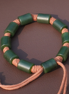 方言和田玉新疆菠菜绿碧玉籽手串