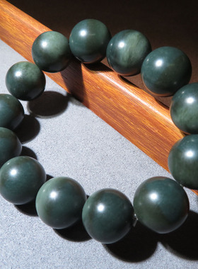 美美哒方言精品和田玉佩戴级新疆沙枣青籽料双色卡16mm圆珠手串w2