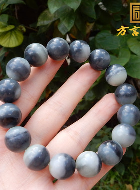 新疆青花籽料聚宝盆14mm圆珠手串