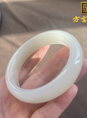 新疆且末白玉54mm宽版小轮胎手镯