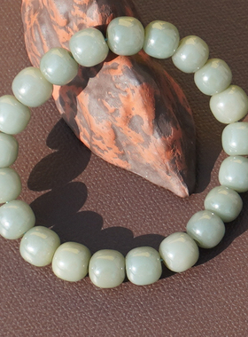 方言和田玉且末老料粉青瓷白手串