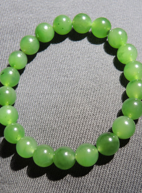 方言品牌和田玉俄罗斯油细细腻阳绿色碧玉卡8mm精美圆珠手串R1