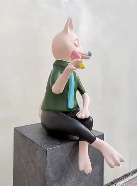 狐狸雕塑摆件仿真落地摆件