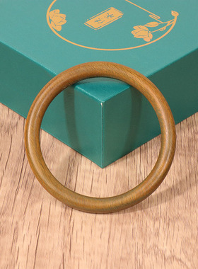 正品紫光黑檀木复古圆条手镯女