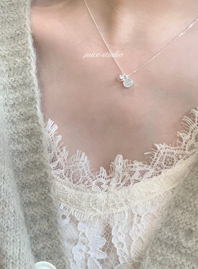 s925银银球猫眼石气质锁骨链项链