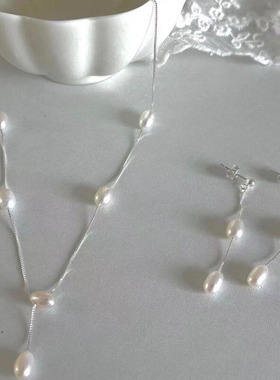 瑞秋同款 925纯银锁骨链珍珠轻奢简约Y型链条小众设计项链气质