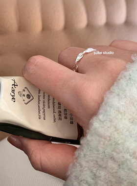 s925银编织麻花缠绕设计开口戒