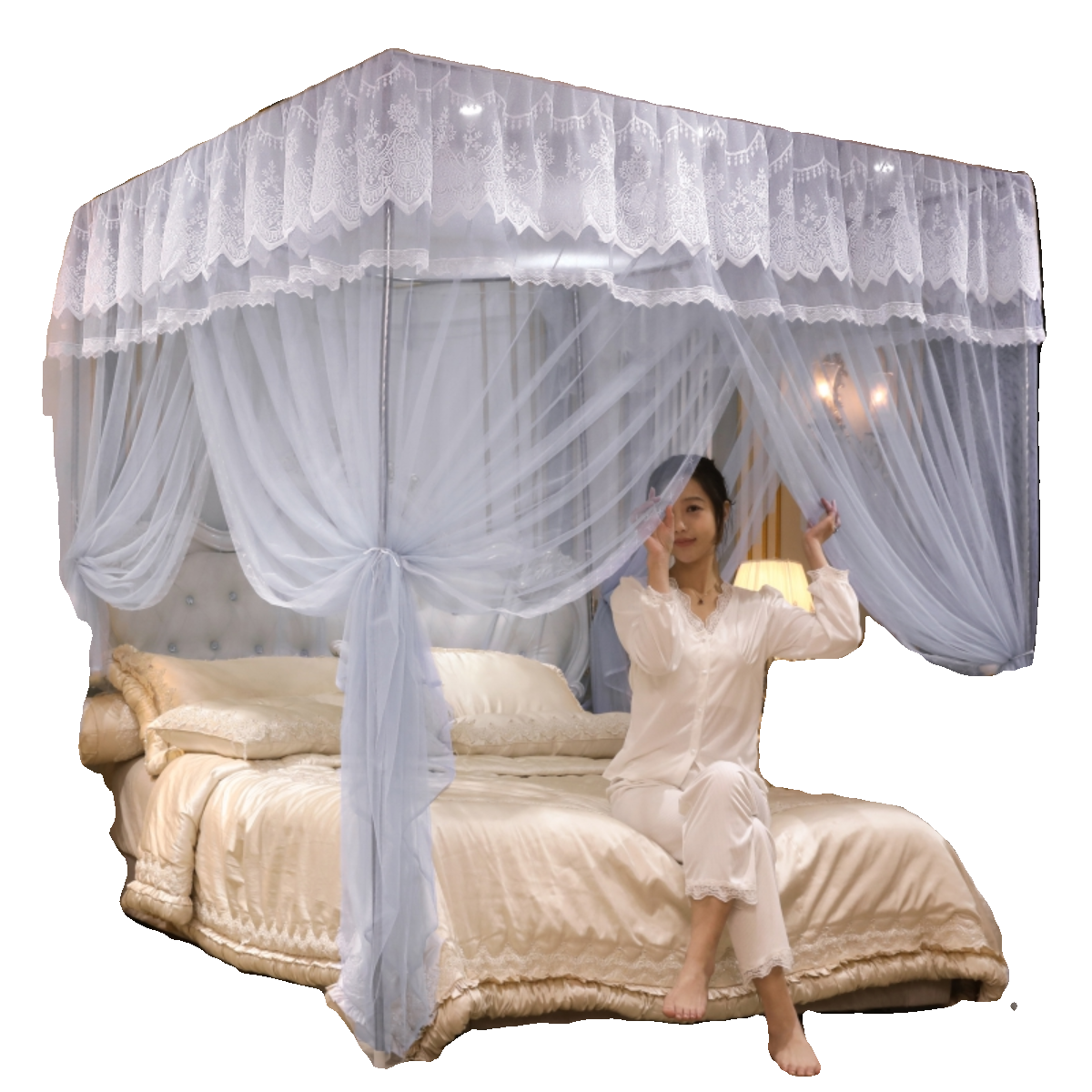 蚊帐家用新款公主风三开门宫廷落地1.5米床老式单人1.8m双人床1.2,淘宝优惠券,粉丝福利购,淘宝优惠卷