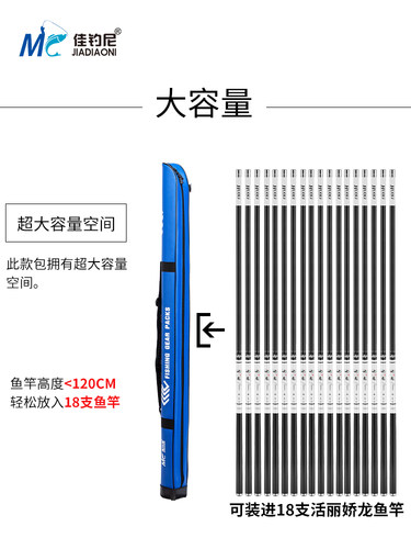 佳钓尼1.2米便携竿筒2根台钓鱼竿包渔具包钓鱼包软壳杆包路亚包 - 图3