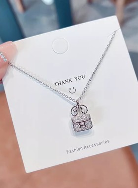 钛钢真金电镀锆石锁骨链不掉色