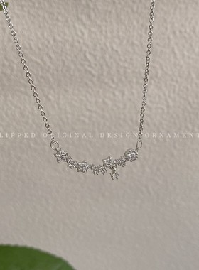 网红超闪锆石小花项链女