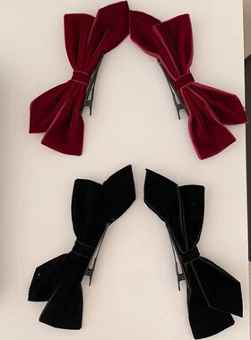 赵丽颖同款蝴蝶结发夹立体丝绒公主风顶夹韩式少女感两侧对夹头饰