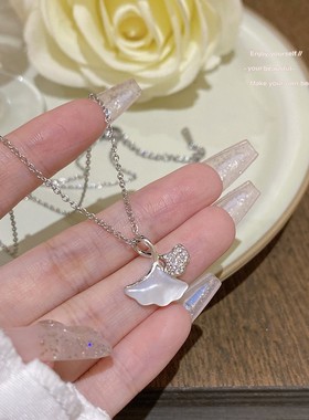 银杏叶锁骨链女轻奢小众百搭
