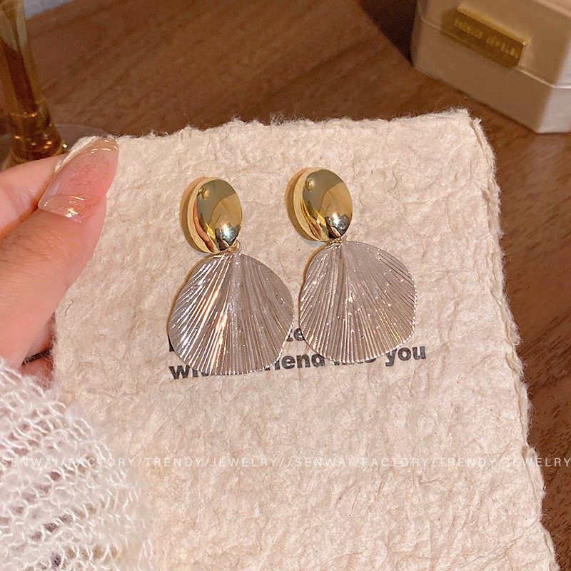 金属不规则贝壳纹理耳环女高级感夸张小众耳钉气质时尚百搭耳饰品,淘宝优惠券,粉丝福利购,淘宝优惠卷