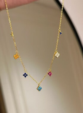 小红书爆款多巴胺彩虹锁骨链