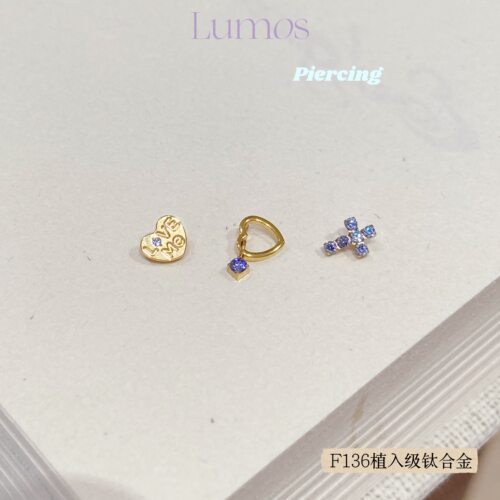 Lumos 坦桑镂空爱心LovemeF136内螺旋钛合金耳钉耳骨钉Flat T118 - 图2