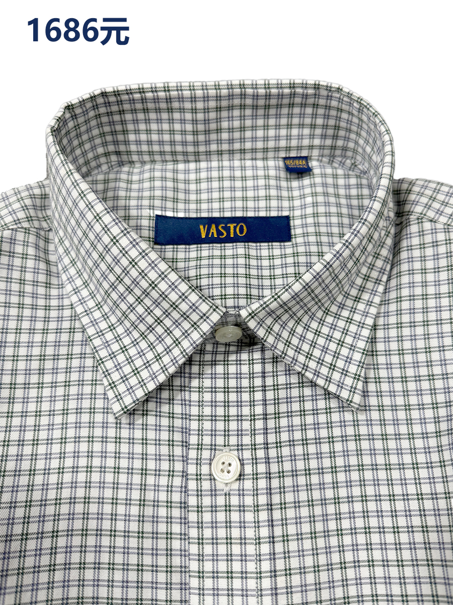 一线品牌正品原1686元男士商务休闲长袖衬衫格子标准透气纯棉上班 - 图1