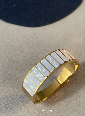贝母手饰夸张手镯贝壳镯子小众设计师款不掉色精致18k金日韩2024