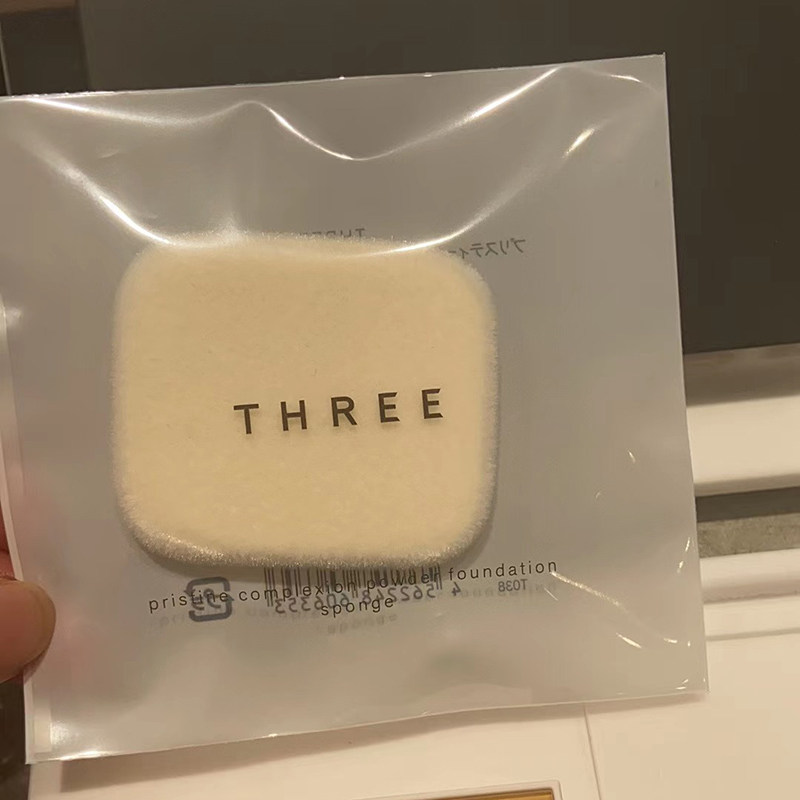 日本THREE双面粉扑分时段粉饼专用化妆海绵粉底液散粉_虎窝淘