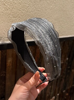 熹金水钻网纱宽版发箍女高颅顶新时髦洗脸头箍外出高级感发饰
