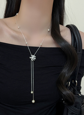 2026新款烟花珍珠流苏长款毛衣链