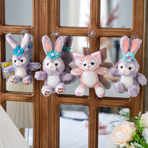 5个装毛绒紫色兔子粉色狐狸网红少女心生日蛋糕装饰可爱摆件配件 - 图0