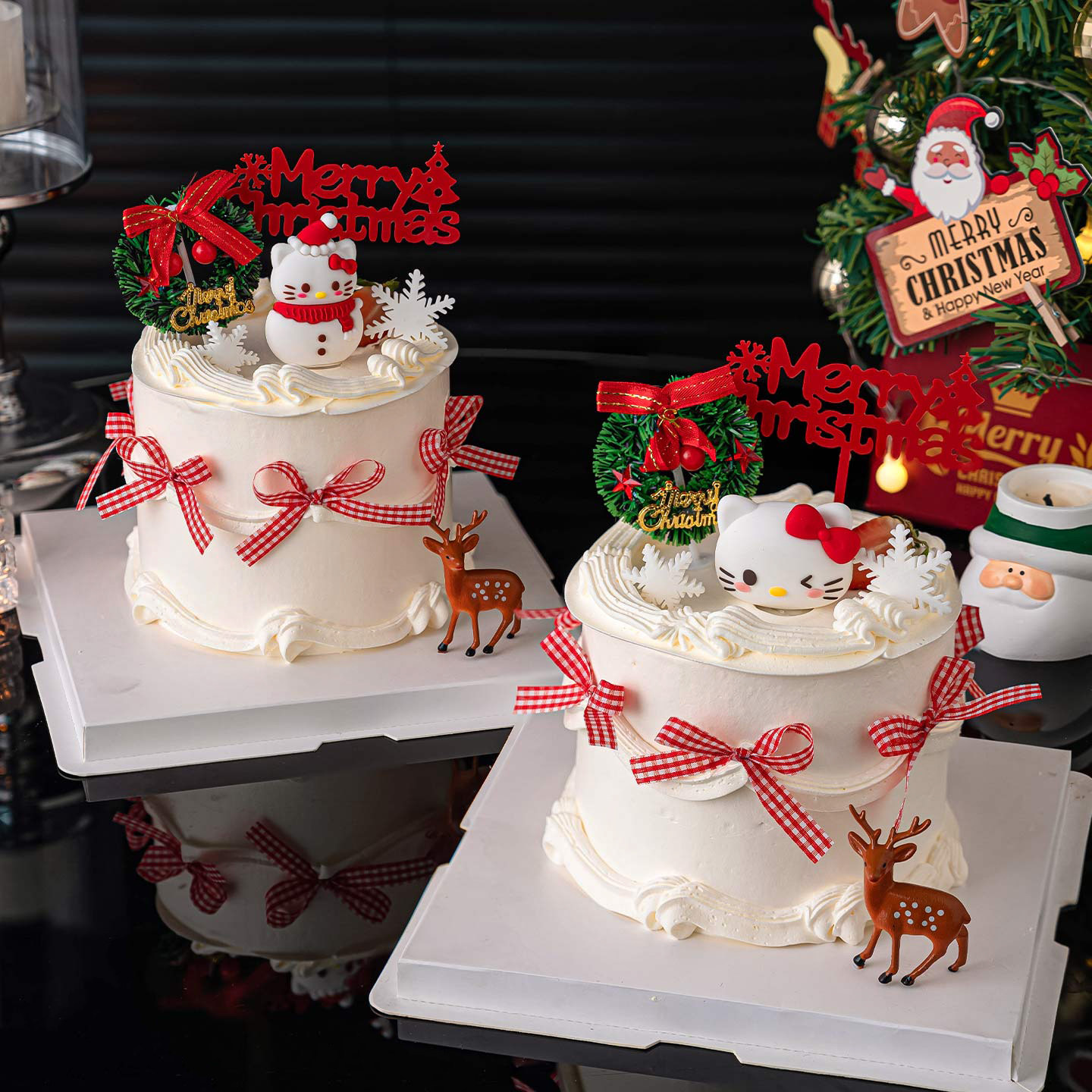 2026圣诞节立体雪人小猫蛋糕装饰摆件平安夜派对甜品台梅花鹿插件,淘宝优惠券,粉丝福利购,淘宝优惠卷