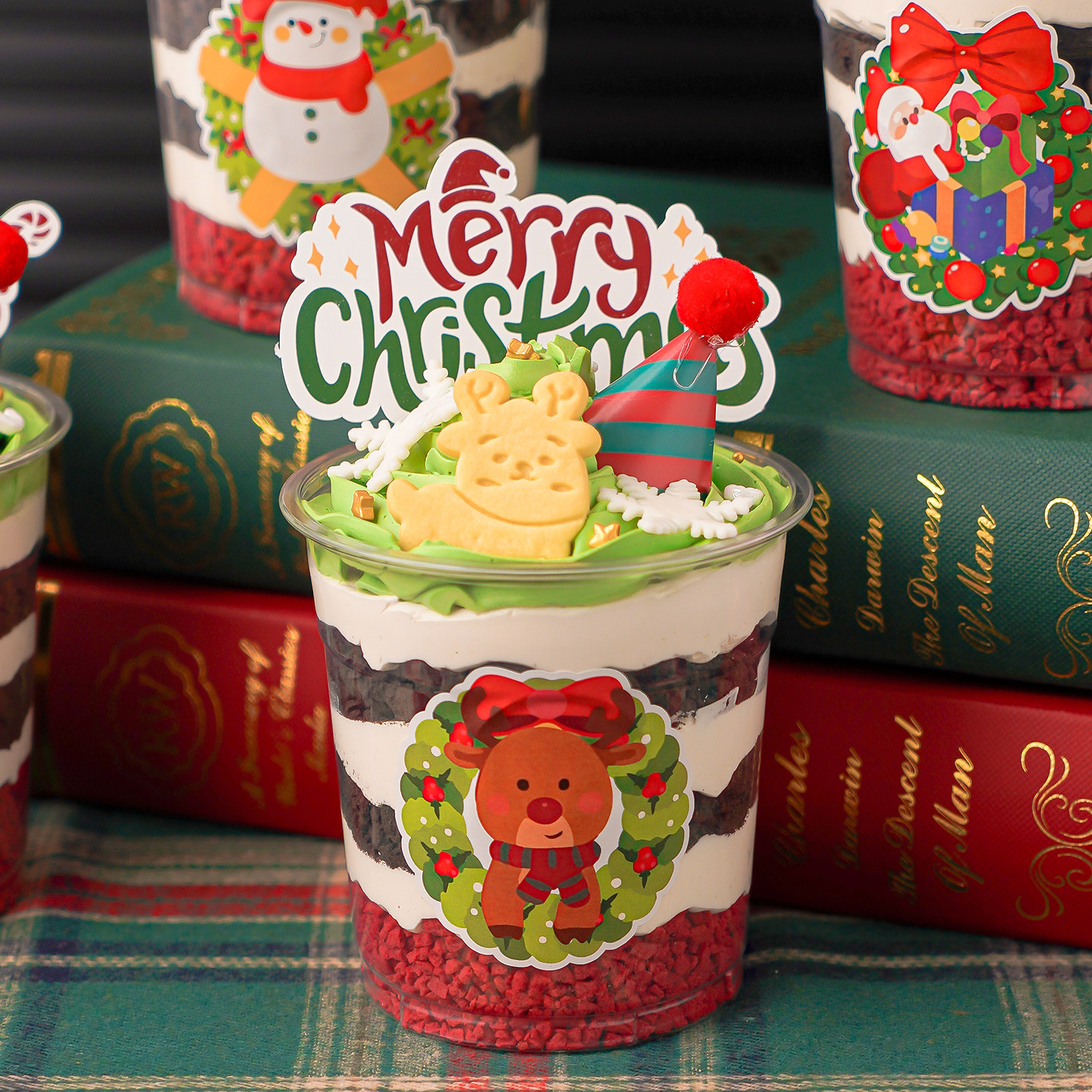 2026圣诞节甜品杯蛋糕装饰迷你毛球帽圣诞老人雪人麋鹿贴纸插件,淘宝优惠券,粉丝福利购,淘宝优惠卷