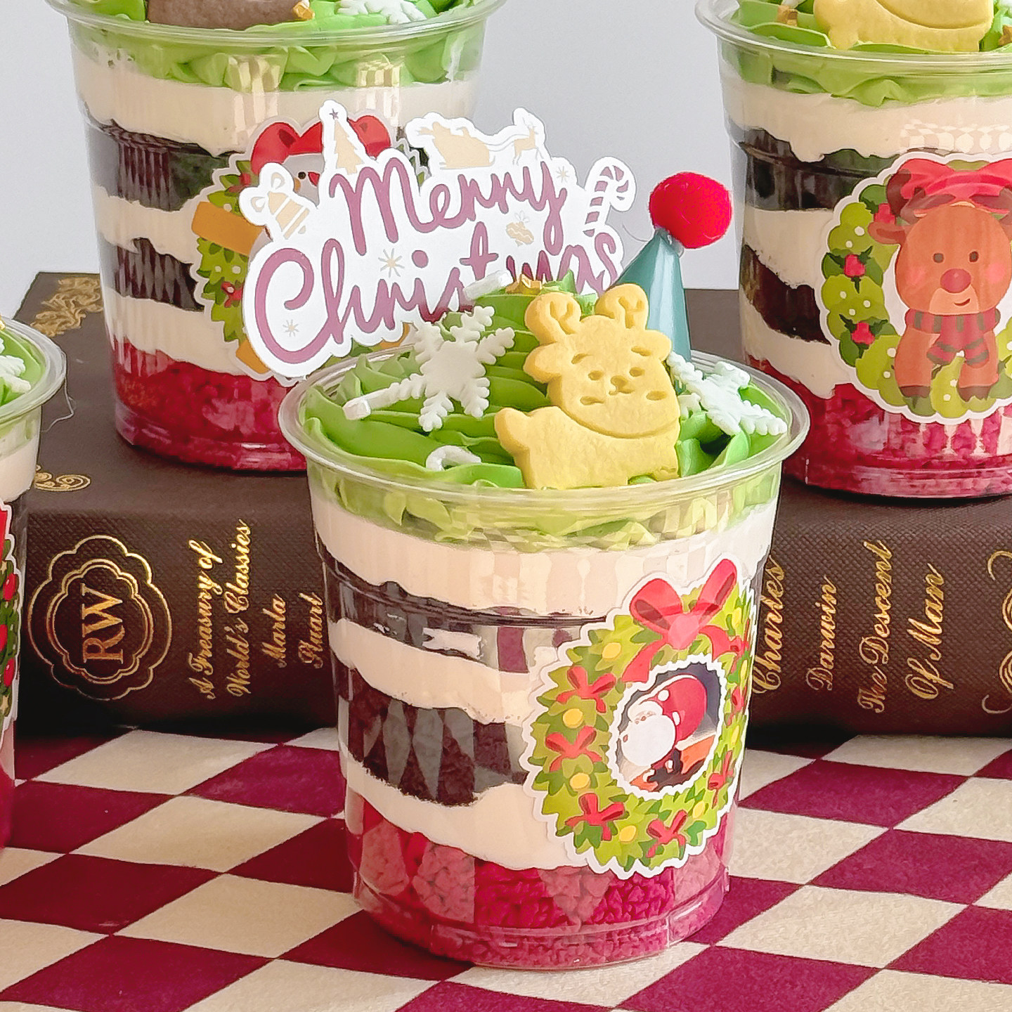 2026圣诞节甜品杯蛋糕装饰迷你毛球帽圣诞老人雪人麋鹿贴纸插件,淘宝优惠券,粉丝福利购,淘宝优惠卷