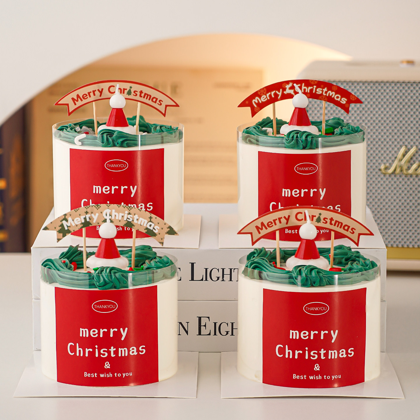 2026圣诞节快乐蛋糕装饰插牌Merry Christmas圣诞帽蜡烛贴纸插件,淘宝优惠券,粉丝福利购,淘宝优惠卷