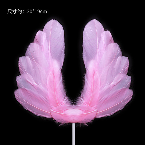 【10枚】羽毛生日蛋糕装饰摆件大号黑色白色网红爱心羽毛翅膀插件 - 图1