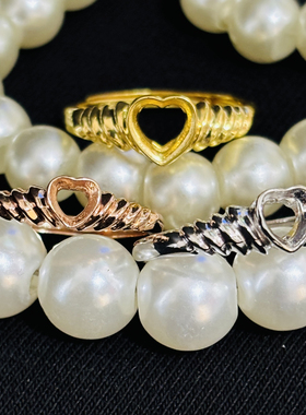 925银镀白金黄金镶嵌空托