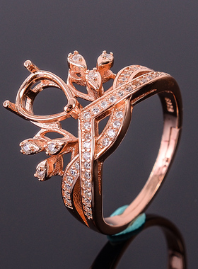 水滴形裸石镀18k白金戒指空托