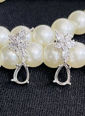 空托刻面宝石耳钉裸石戒面925银