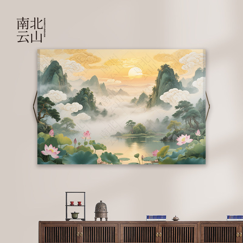 仙境东北仙家堂单背景山水画招财壁画天宫堂口风景图供奉卷轴挂画 - 图0