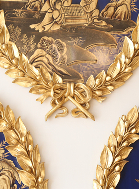 定制中式风金箔彩绘复古木版画