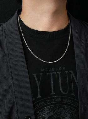 盒子链纯银项链花纹高级感百搭