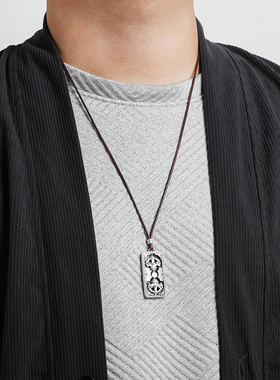 镂心古法转动金刚杵纯银吊坠男士
